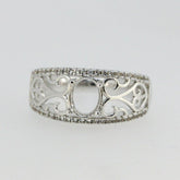 Vintage Repro Sterling Silver Semi Mount Ring Setting Oval OV 8x6mm Wh - Syzjewelry